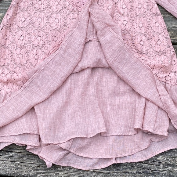 Umgee mauve pink lace tunic blouse sz large NWT trumpet sleeve w/ open back - Picture 7 of 14